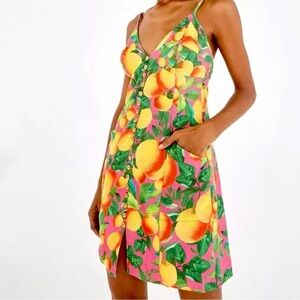 NWT Farm Rio Orange Sunset Linen Mini Dress